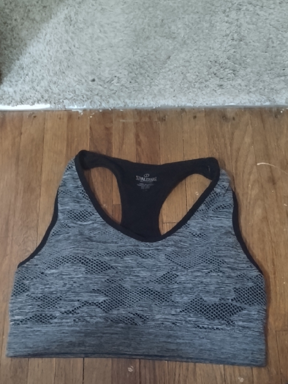 Spalding Gray & Black Heathered Racerback Sports Bra